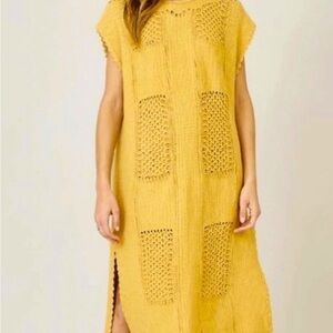 Ces Femme Beach Crochet Knitted Sweater Dress Large